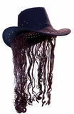 Wholesale COWBOY HAT W LONG BROWN HAIR