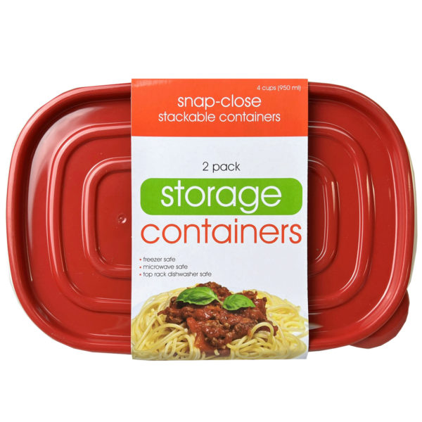2 Pack Plastic Rectangular Food Container