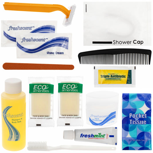 Buy 14 Piece Premium Wholesale Hygiene Kits - Bulk Toiletry Case of 48