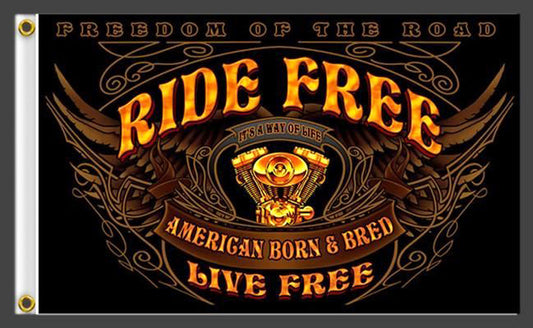 Wholesale RIDE FREE LIVE FREE DELUXE 3' x 5' BIKER FLAG (Sold by the piece)