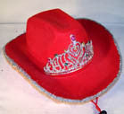 Wholesale VELVET RED COWBOY HAT WITH TIARA (Sold by the piece)