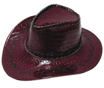 Wholesale FAUX MAROON SNAKESKIN COWBOY HAT  (Sold by the piece)