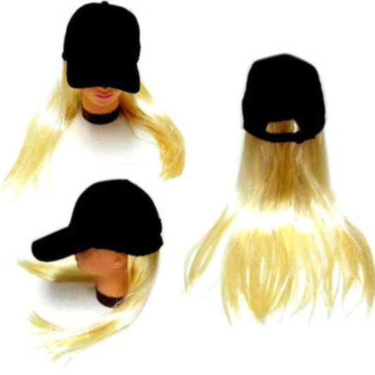 Wholesale Baseball Cap Wig Hair Extensions Wig Hat with Long Blonde Fake Hair (Sold by the piece)