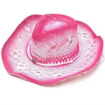 Wholesale PINK TWO TONE WOVEN COWBOY HATS (Sold by the piece)