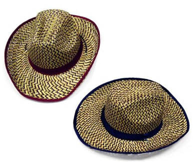 Wholesale BROWN ZIG ZAG COWBOY STRAW HATS (Sold by the piece or dozen)