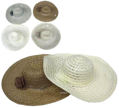 Wholesale LADIES WIDE BRIM RIBBON HATS (Sold by the piece) CLOSEOUT $ 2 EACH