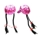Wholesale PINK TWIN BRAIDED PONYTAIL  HAT (Sold by the piece) CLOSEOUT NOW 1.00