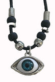 Wholesale Eyeball Necklace with Silver Beads Intriguing Resin Eyeball Pendant on an 18-Inch Black Rope Necklace ( sold by the piece or dozen )
