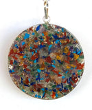 Wholesale 1 1/2 INCH CRUSHED RAINBOW STONE IN RESIN TREE OF LIFE PENDANT