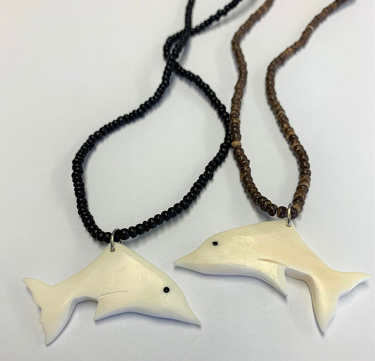 Buy COCONUT SHELL WITH REAL BONE DOLPHIN NECKLACES (Sold by the dozen)Bulk Price