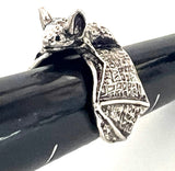 Wholesale Black Bat Vampire Ring | Silver 925 Wing Halloween Adjustable Celtic Ring