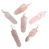 Wholesale ROSE QUARTZ WIRE WRAPPED  STONE PENDANT (sold by the piece or on chain)