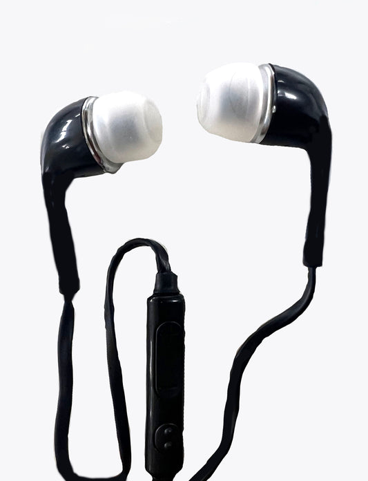 Wholesale Black Soft Ear Earphones With Volume Button  ( sold by the piece or bag of 10 )