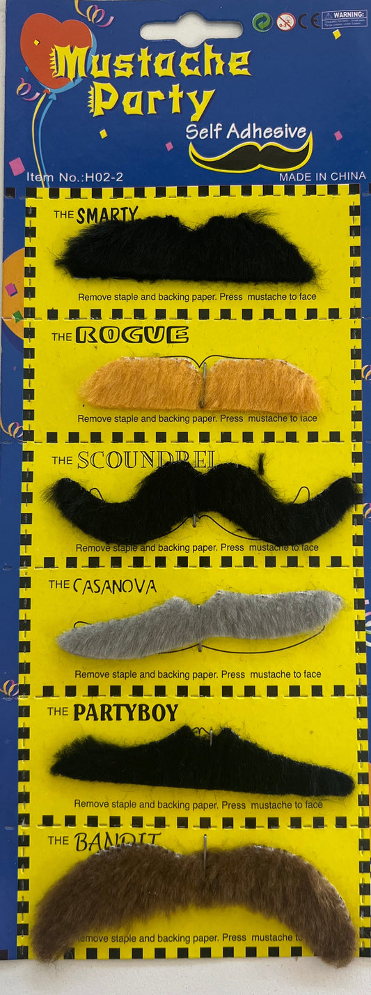 Buy ASSORTED COLOR PLAY MUSTACHES (Sold by the CARD F 6Bulk Price