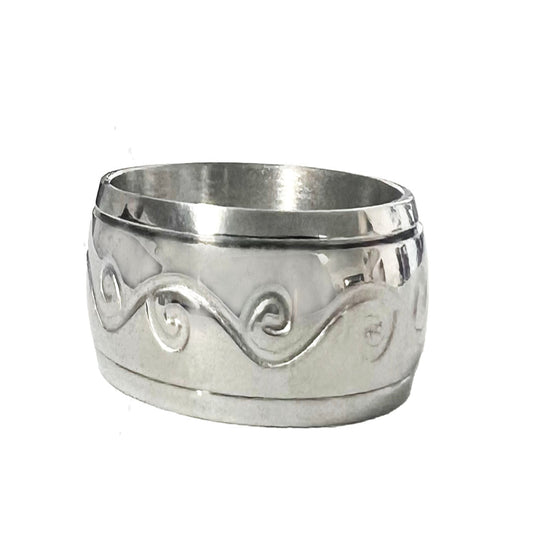 Wholesale Spinning Swirl Metal Design Women's Stainless Steel Ring- MOQ 1 (sold by the piece)