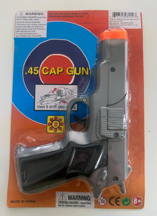 Buy SILVER PLASTIC 45 MAG 8 SHOT CAP GUNBulk Price