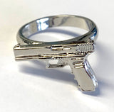 Wholesale SILVER PISTOL METAL BIKER RING