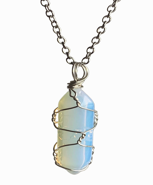 Buy OPALITE WIRE WRAPPED SILVER 18" CHAIN NECKLACE ( sold by the piece or dozen)Bulk Price