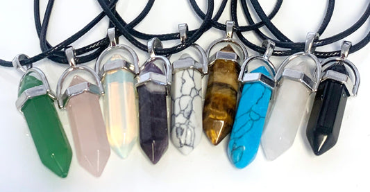 Bullet Crystal Stone Pendants Necklace- Assorted