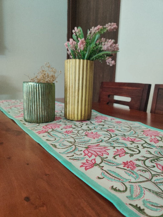 Floral Hand Block Printed Table Runner