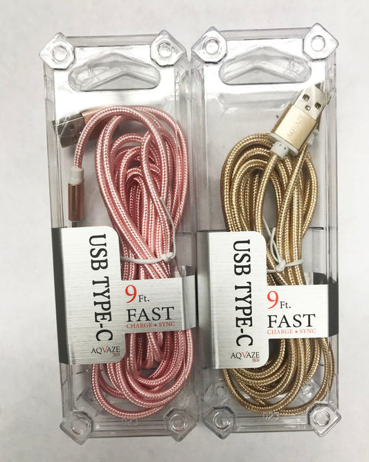 Wholesale PREMIUM  9 FOOT TYPE C  CLOTH LIGHTNING CABLE W CLEAR CASE (sold by the piece )