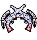 Wholesale JUMBO BACK PATCH LADIES LOVE OUTLAWS PISTOLS (Sold by the piece)