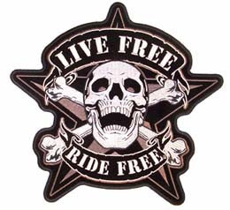 Wholesale LIVE FREE SKULL BONES JUMBO PATCH (Sold by the piece)