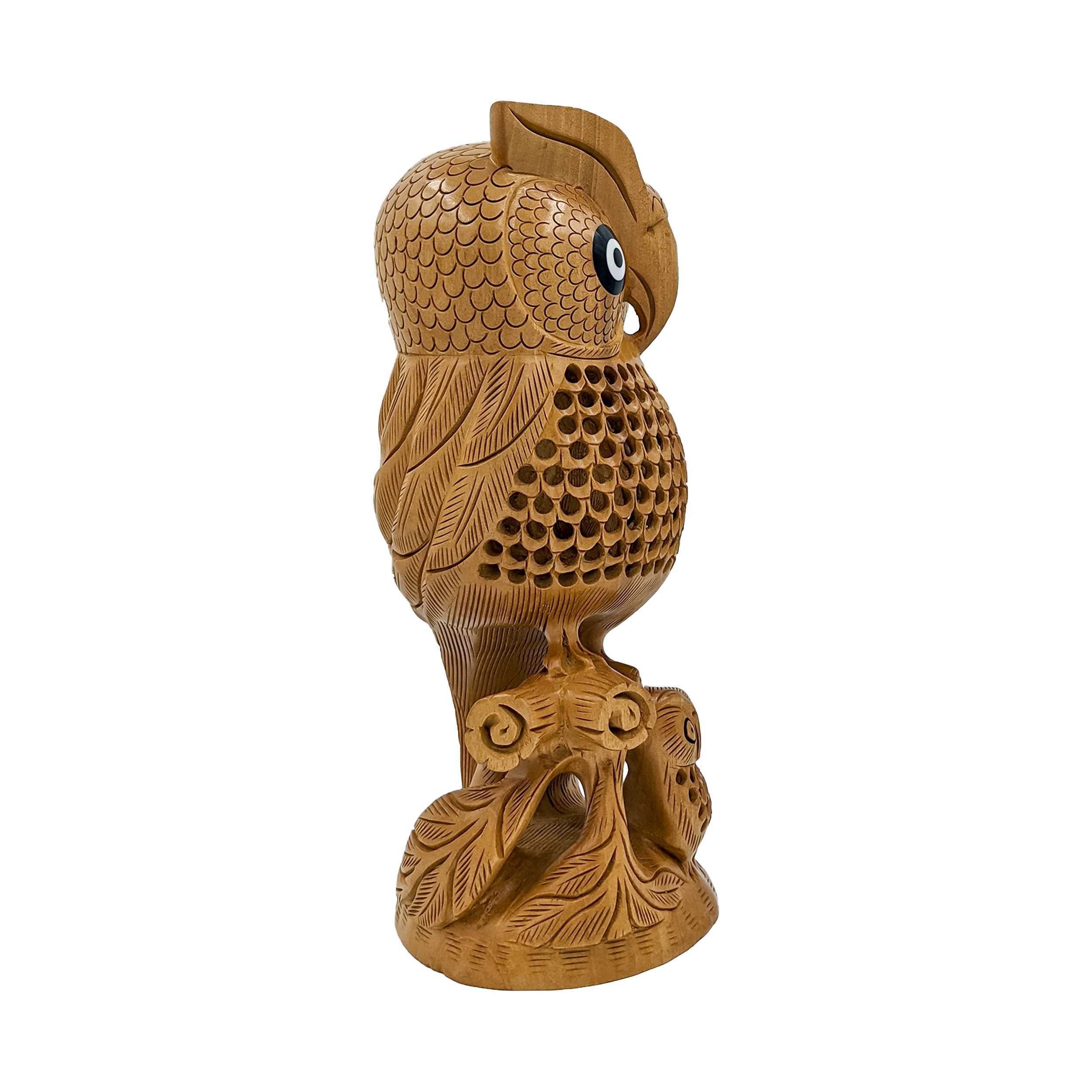 Wooden Handmade Carved Owl Statue