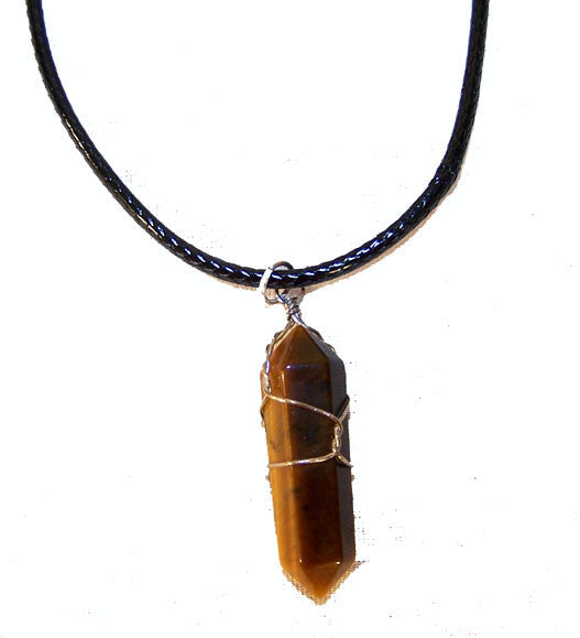 Wholesale TIGERS EYE STONE WIRE WRAPPED NECKLACE (sold by the dozen )
