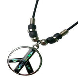 Wholesale Paua Shell Open Leather Peace Symbol Necklace | Handcrafted Unique Jewelry( sold by the piece or  dozen )