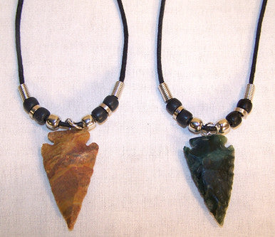 Buy 1 1/2 inch * small * ARROWHEAD STONE W SILVER BEAD ROPE NECKLACE (Sold by the dozen)Bulk Price