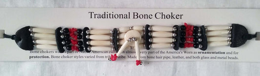 Wholesale RED STONE FOUR ROW BONE CHOKER NECKLACE (SOLD BY THE PIECE)