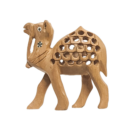 Add a touch of rustic charm with the Wooden Handmade Camel Set For Living room Decor (4 Inch)