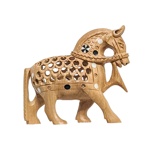 Add a touch of elegance to your home decor with the Handcrafted Wooden Horse Jali Design