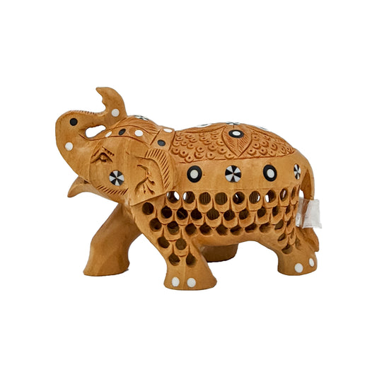 Add Charm to Your Space with a Handmade and Hand-Painted Jali Carved Elephant