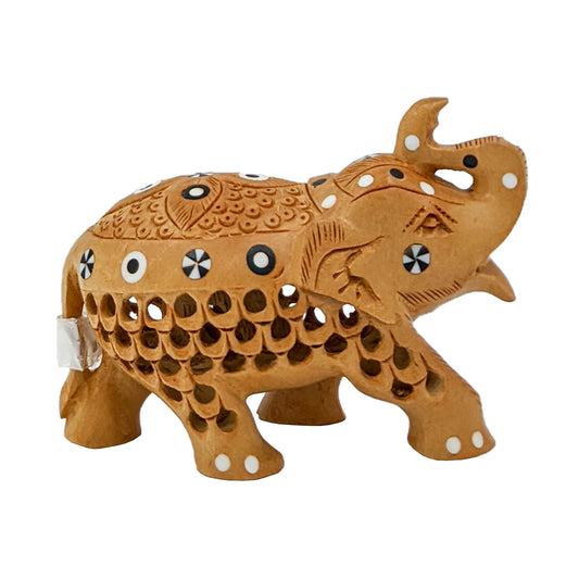 Add Charm to Your Space with a Handmade and Hand-Painted Jali Carved Elephant