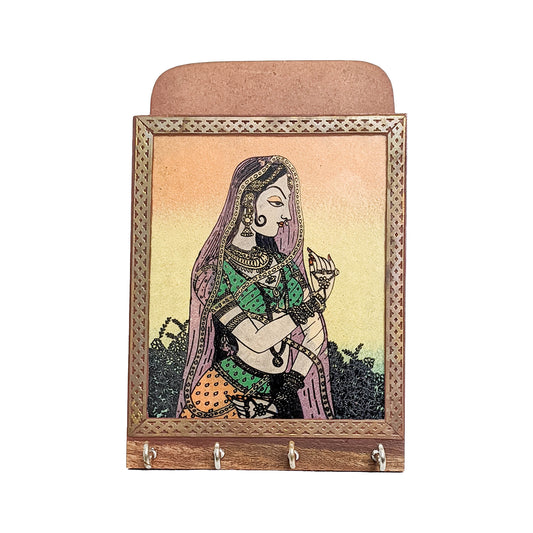 Add a Touch of Royalty to Your Home with Handcrafted Wooden Wall Mounted Rajasthani Art Key Holder
