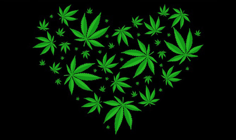 Buy POT LEAF MARIJUANA LOVE HEART 3 X 5 FLAG Bulk Price