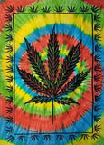 Wholesale Tie Dye Marijuana Leaf Multicolor Tapestry 55" x 83"