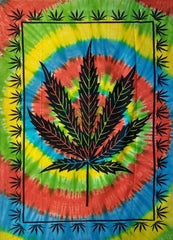 Wholesale Tie Dye Marijuana Leaf Multicolor Tapestry 55" x 83" ( sold by the piece)