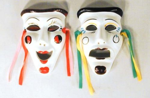 Wholesale HAPPY & SAD CERAMIC 5 IN MASKS (Sold by the dozen pair) -* CLOSEOUT NOW ONLY 2.00 EA PAIR