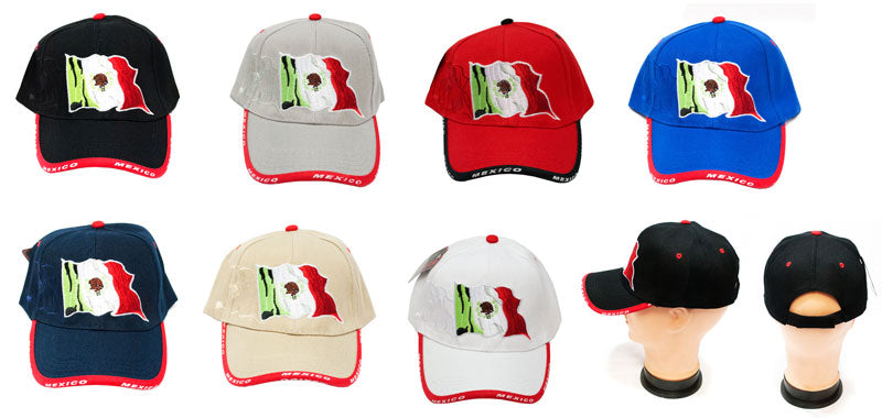 Casual Baseball Caps with "Mexico Flag" Designs MOQ 12
