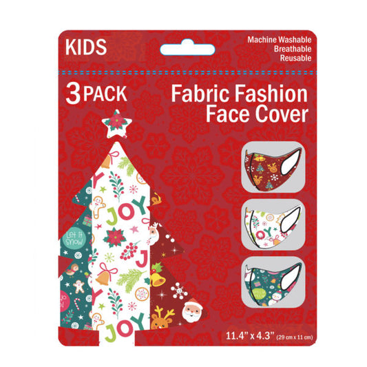 3 Pack Kids Christmas Theme Washable Face Masks