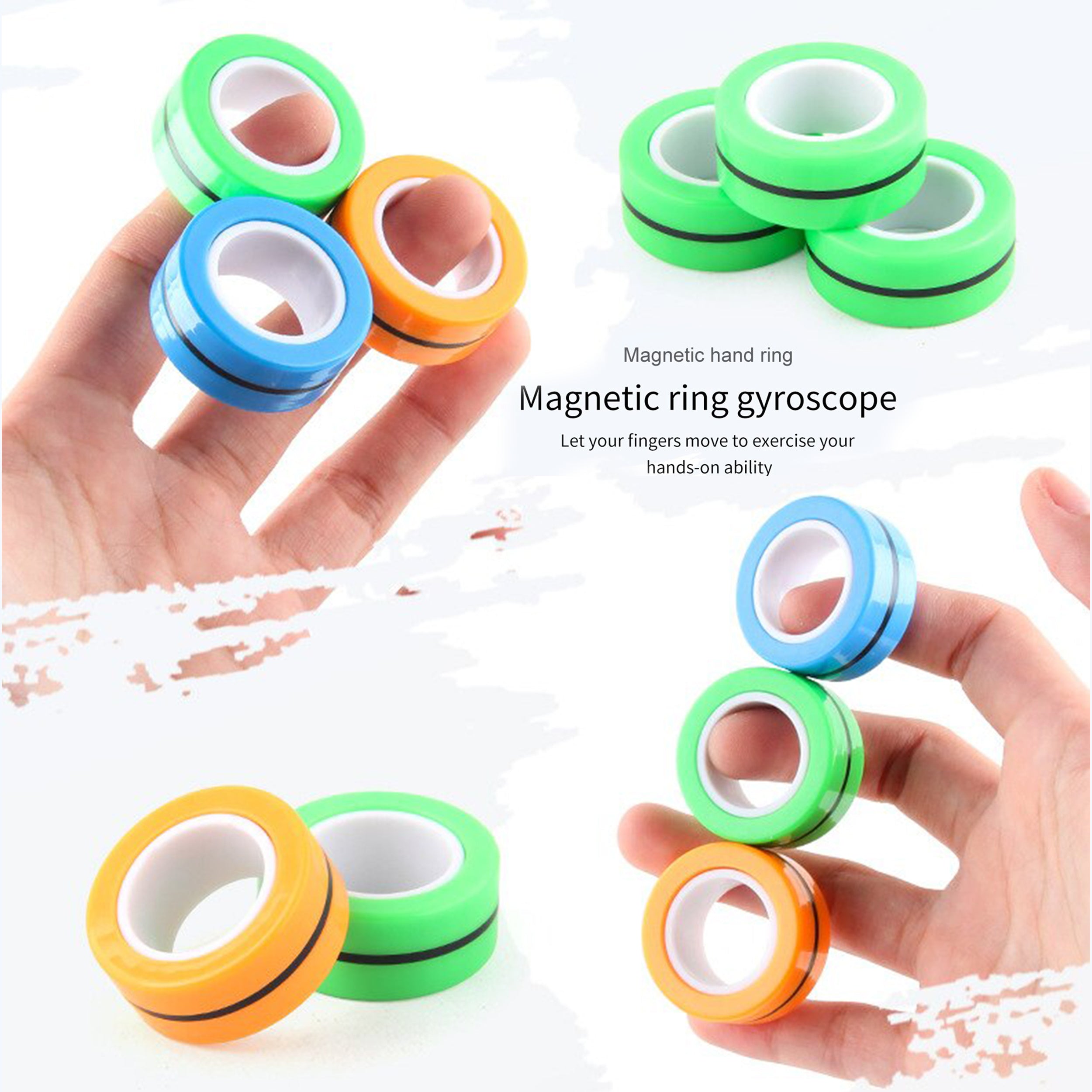 Magnetic Finger Rings Fidget Toys Roller Rings for Adult Stress Relief ...