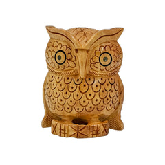Handcrafted Wooden Owl Sitting Showpiece - Unique Home Decor Item  (Set of 5)