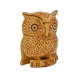 Handcrafted Wooden Owl Statue