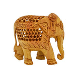 Handmade Jaali Trunk Down Carved Elephant