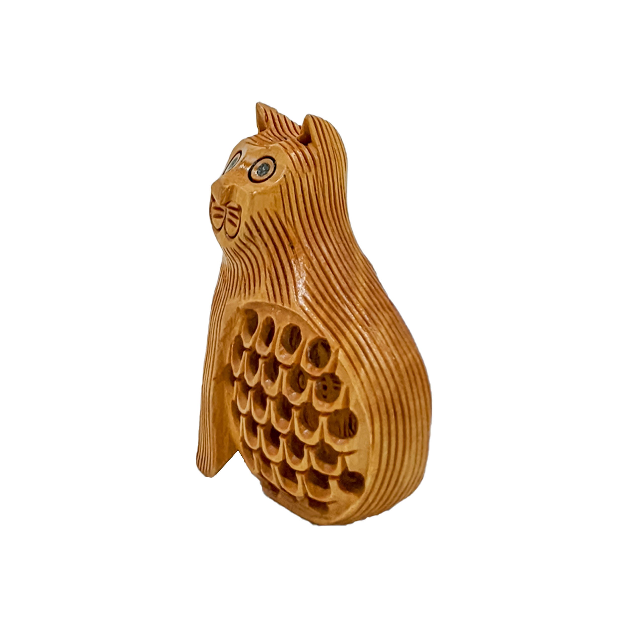 Handcrafted Wooden Jaali Cat Sitting