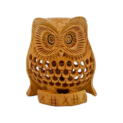 Wooden Handcrafted Owl Sitting Showpiece