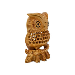Wooden Handmade Carved Owl Statue